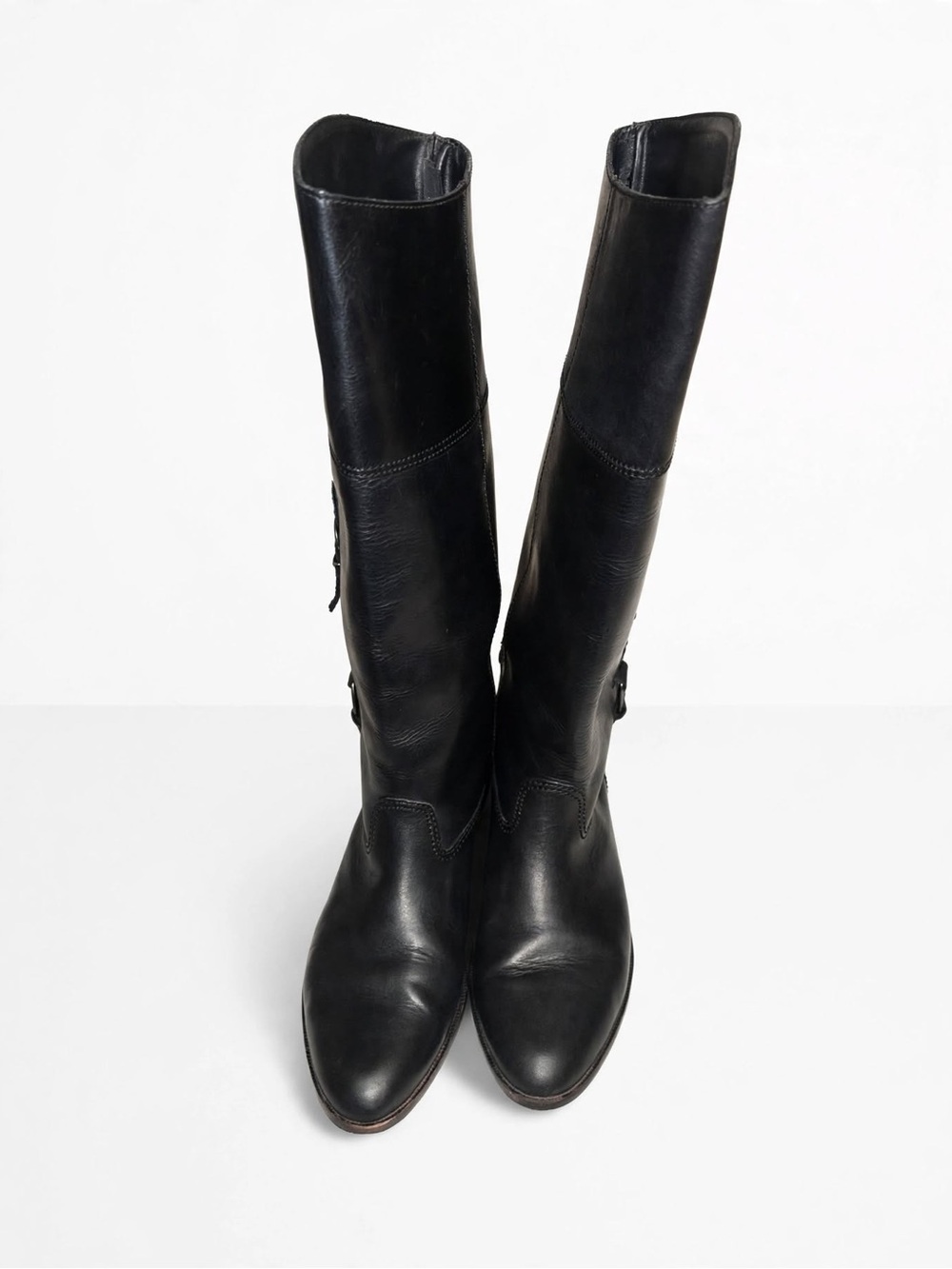 Classic Black Leather Knee-High Boots - Vintage Mister shoes by Markon Footwear